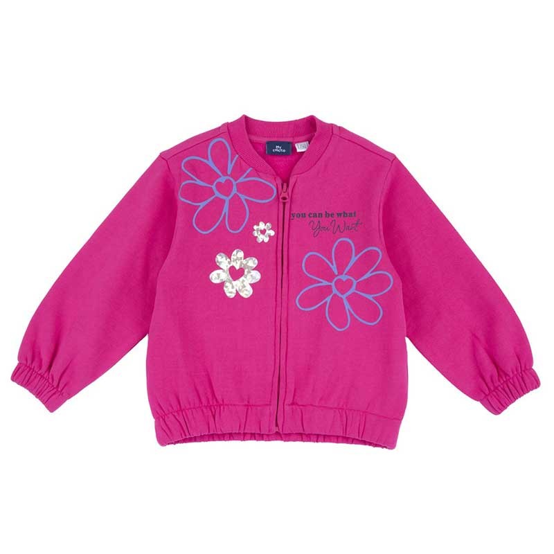 Felpa con zip felpata fiori bambina CHICCO